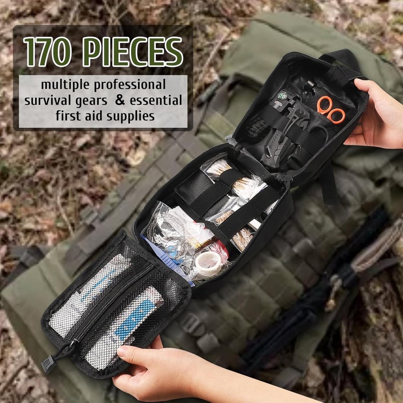 Abpir 170 PCS Survival Kits, Survival First Aid Kit with Essential Survival Gear Emergency Medical Supplies for Hiking Camping Backpacking Outdoor Adventure, Gifts for Him Dad Men Christmas - Image 3